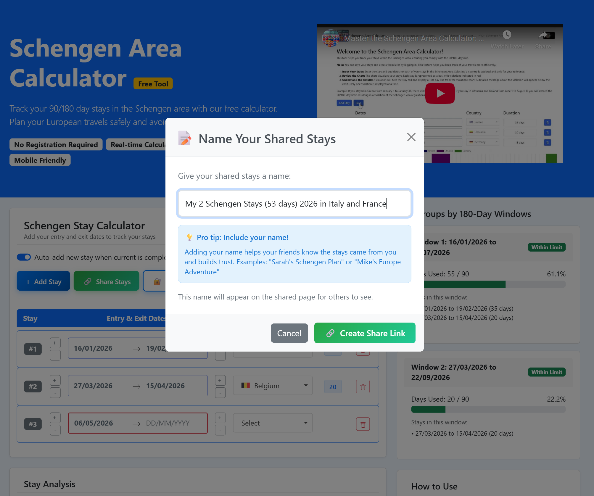 Schengen Area Calculator by Dany Trakhtenberg - thumbnail 3